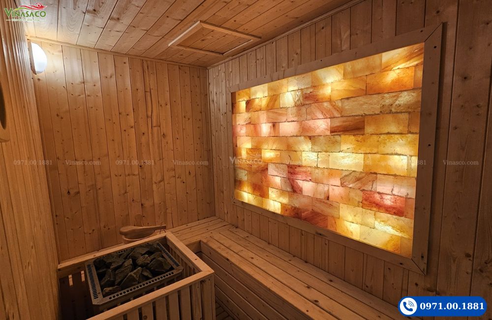 Thi công phòng xông khô đá muối Himalaya Aman Retreat Ninh Bình