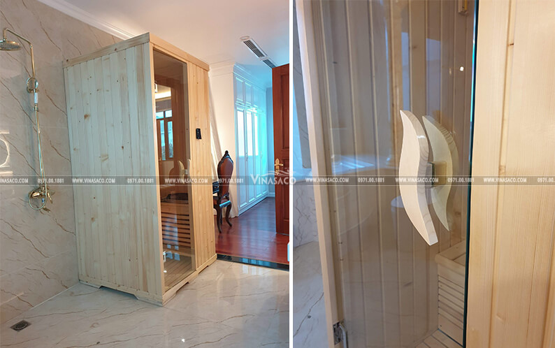 Phòng xông được chăm chút đến từng chi tiết, đảm bảo độ thẩm mỹ cao
