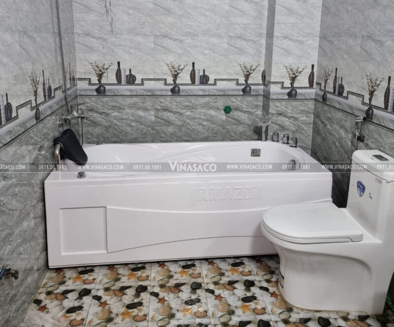 Lắp đặt bồn sục và phòng xông ướt gia đình chị Yến Nam Định