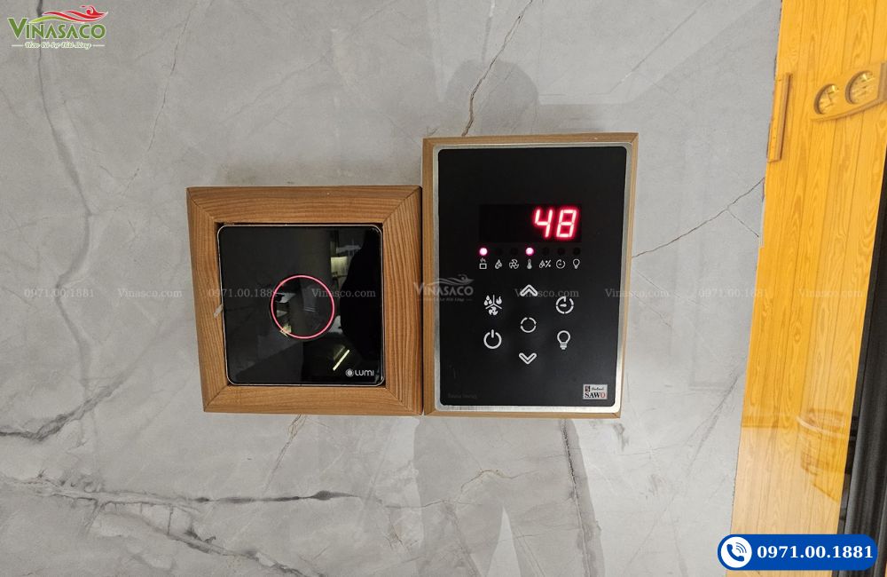 Bảng điều khiển máy xông hơi khô Sawo – thiết bị xông hơi trong dự án Hai Bà Trưng