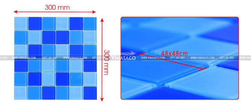 Kích thước gạch mosaic thủy tinh bv483g4