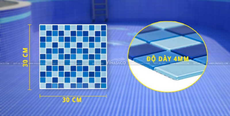 Kích thước gạch mosaic thủy tinh BV253g4