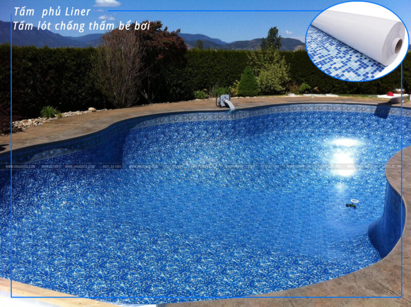 Một công trình bể bơi sử dụng tấm phủ Liner