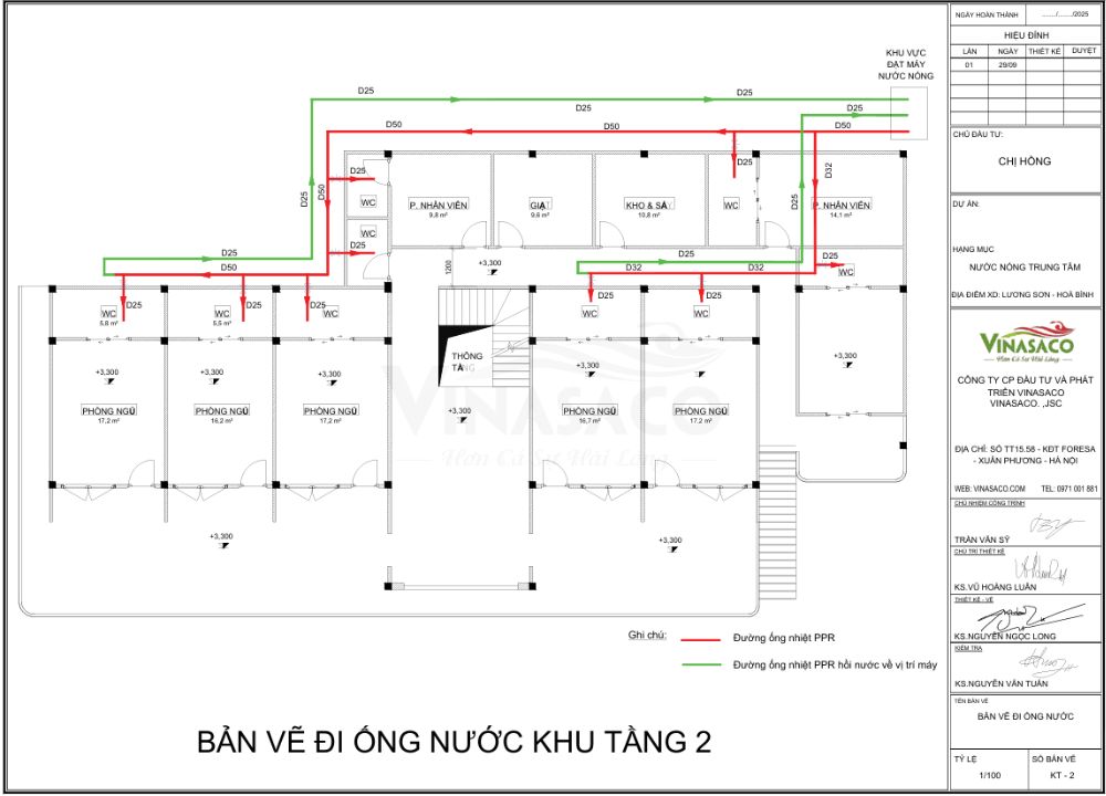 Thiết kế sơ đồ đường ống cho hệ thống nước nóng trung tâm