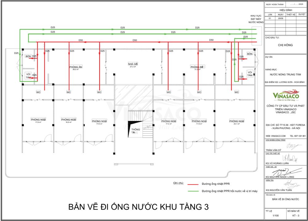 Thiết kế sơ đồ đường ống cho hệ thống nước nóng trung tâm