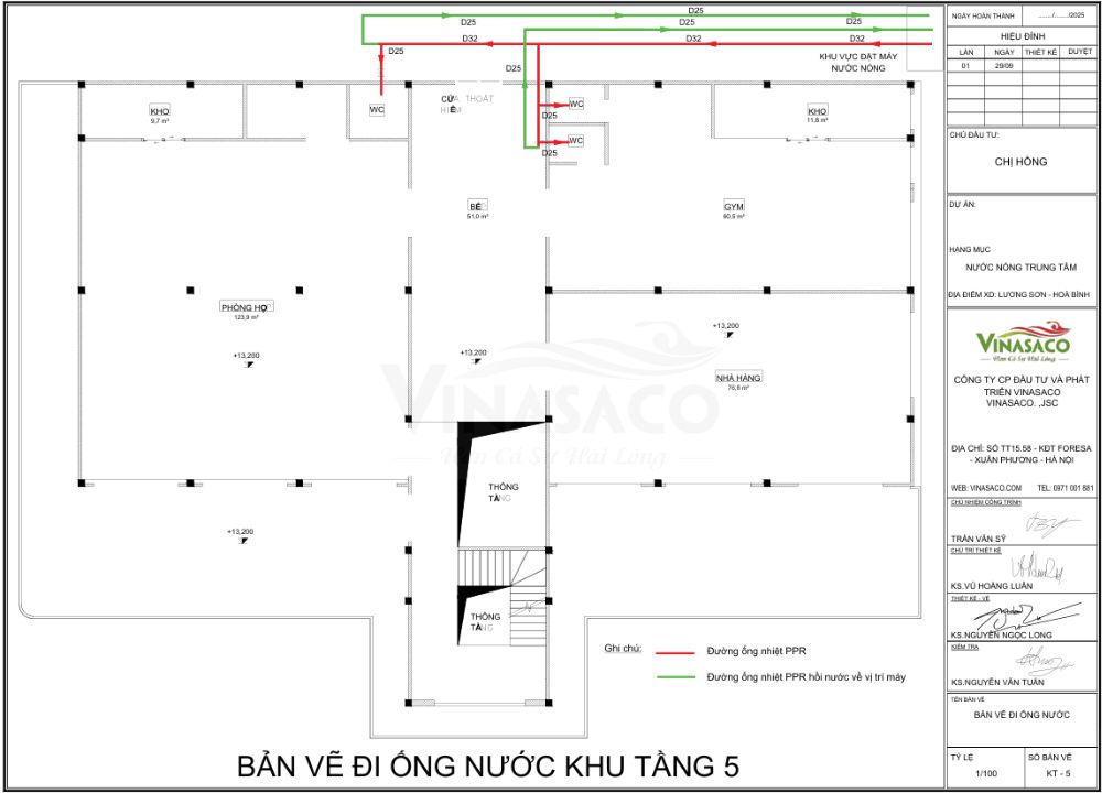 Thiết kế sơ đồ đường ống cho hệ thống nước nóng trung tâm