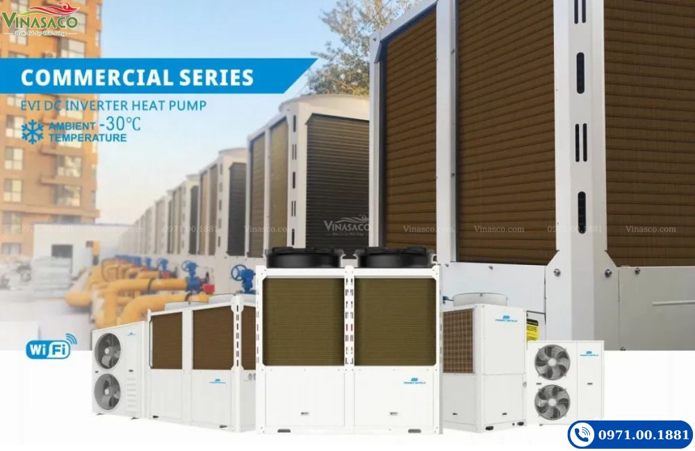 Máy bơm nhiệt nước nóng Power World R410A Commercial Series