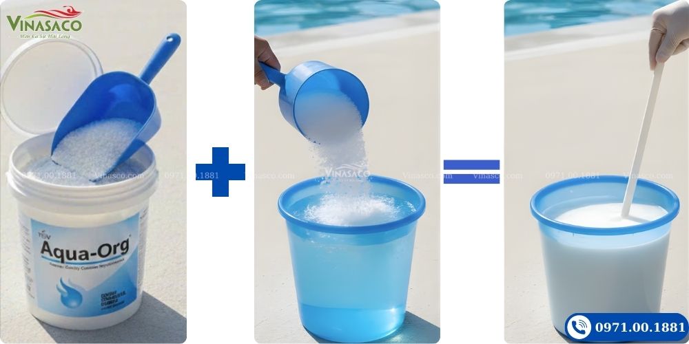 Cách pha hóa chất Chlorine ORG cho bể bơi