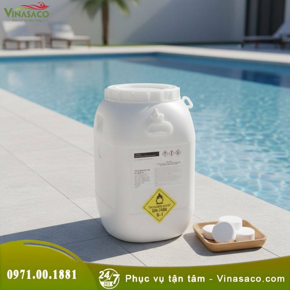 TCCA Viên Nén 200g 90% – Clo Viên Tan Chậm Cho Bể Bơi