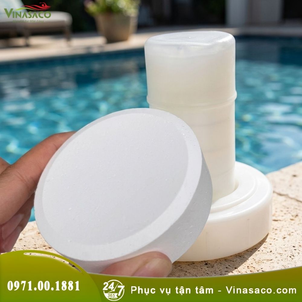 TCCA Viên Nén 200g 90% – Clo Viên Tan Chậm Cho Bể Bơi