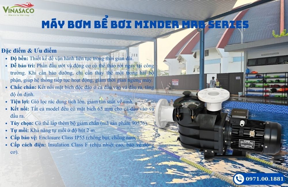 Máy bơm bể bơi Minder MRB Series chính hãng
