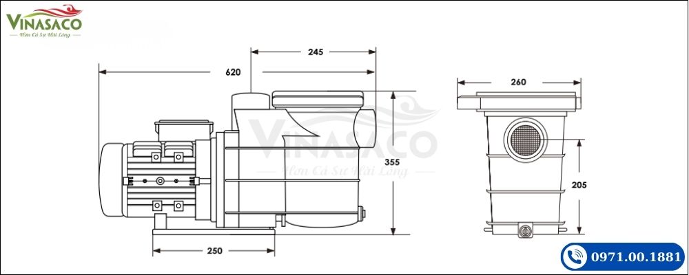 Kích thước máy bơm Minder MRB Series