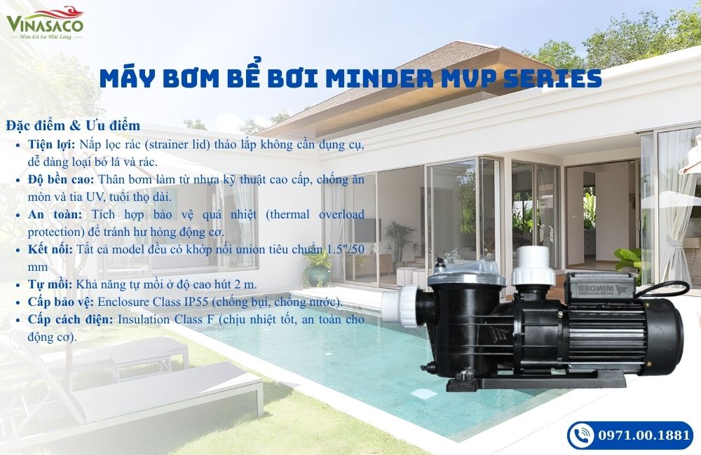Máy bơm bể bơi Minder MVP Series chính hãng