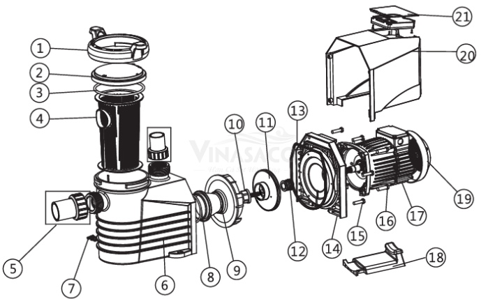 linh kiện máy bơm bể bơi Emaux E-Turbo Variable Speed