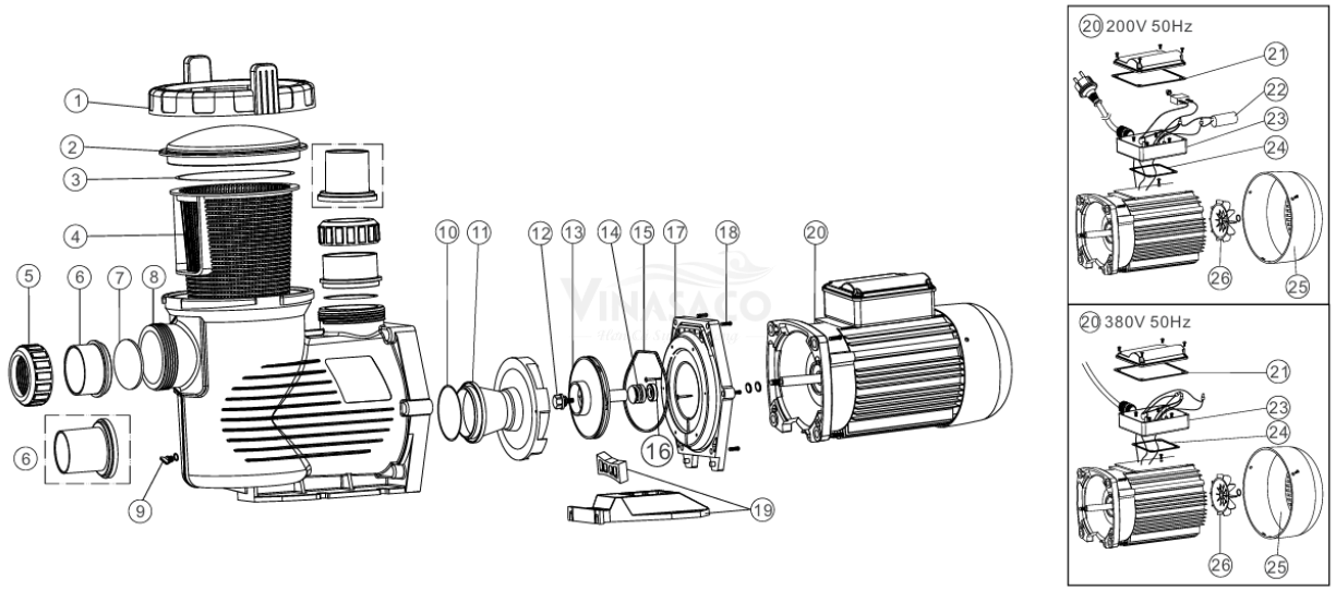Linh kiện Máy bơm bể bơi Emaux E-Power
