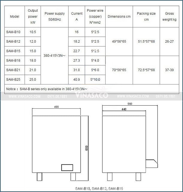 Máy xông hơi khô amazon Sam-B Series