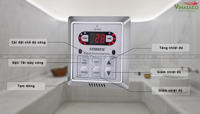 Bảng điều khiển thông minh đi kèm máy xông hơi khô Coasts KSA