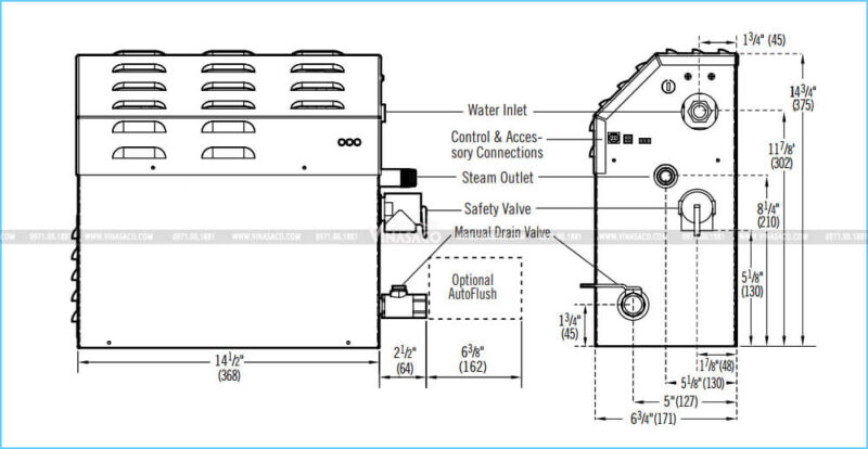 Bản vẽ cấu tạo chi tiết của dòng máy xông xuất xứ từ Mỹ