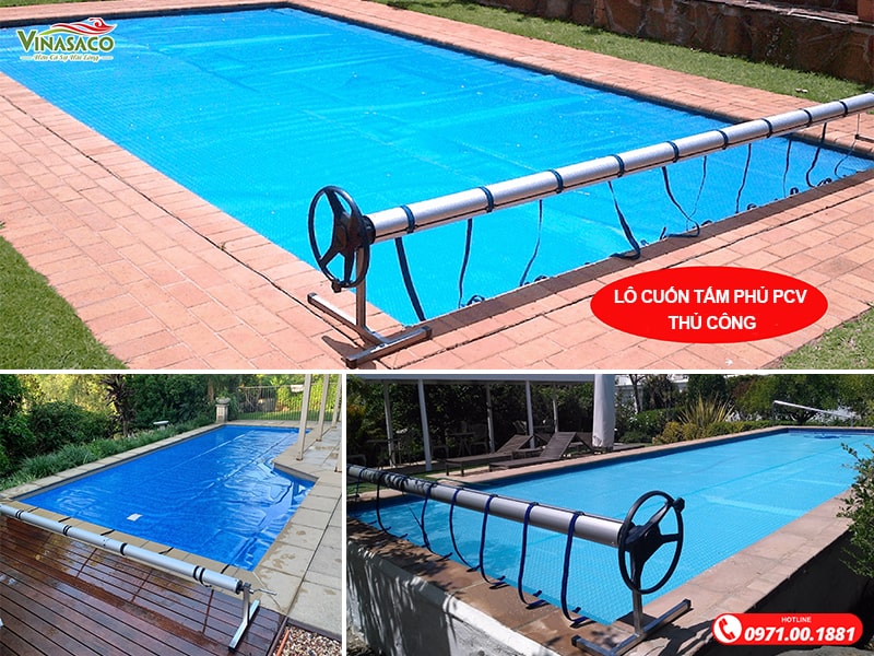 Và tấm phủ bể bơi PVC lô cuốn thủ công