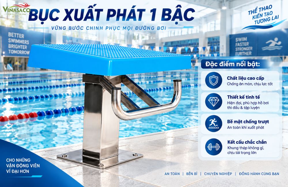 bục xuất phát bể bơi 1 bậc SB-B02 inox 304