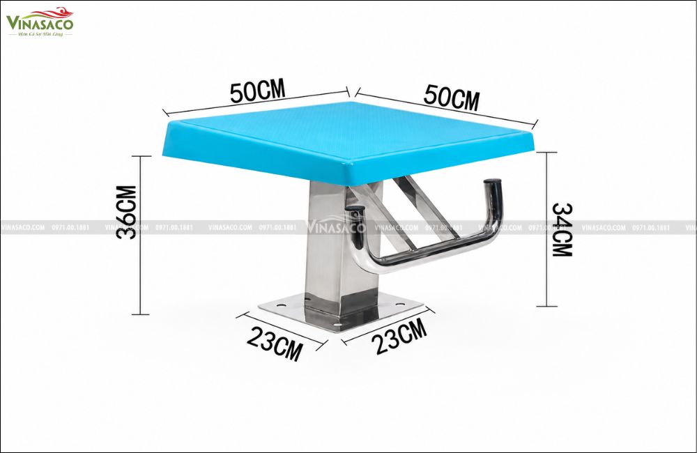 kích thước bục xuất phát bể bơi 1 bậc SB-B02