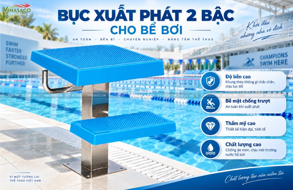 bục xuất phát bể bơi 2 bậc SB-C03 inox 304