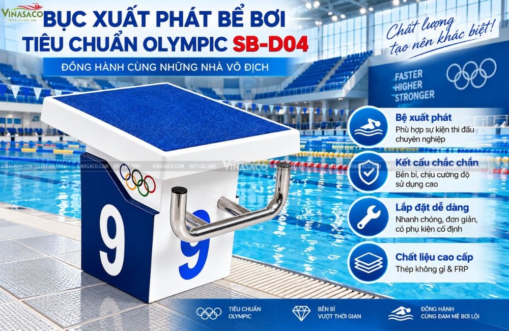 bục xuất phát bể bơi SB-D04 mặt 50x50cm chống trượt