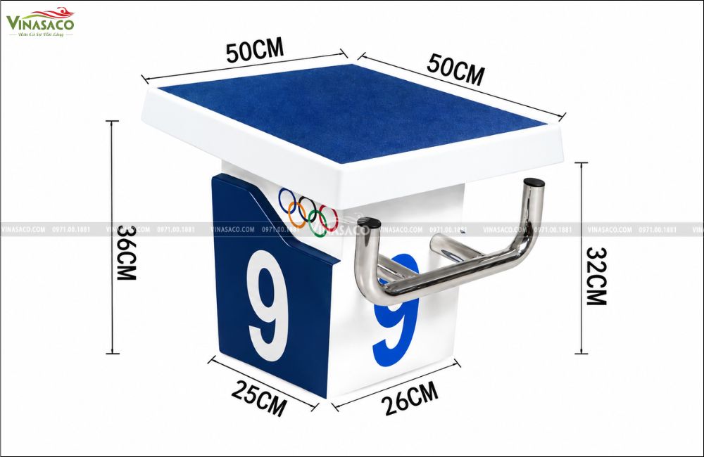 kích thước bục xuất phát bể bơi SB-D04 50x50cm