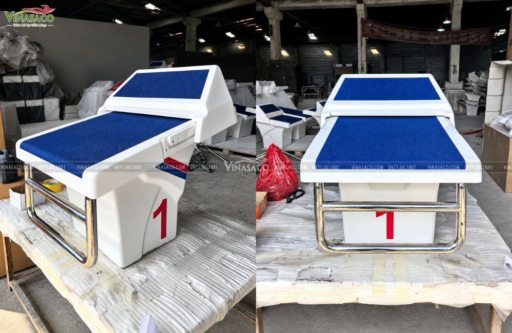 bục xuất phát bể bơi SB-004 thực tế có đánh số làn