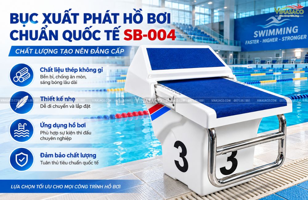bục xuất phát bể bơi SB-004 có số làn và mặt chống trượt