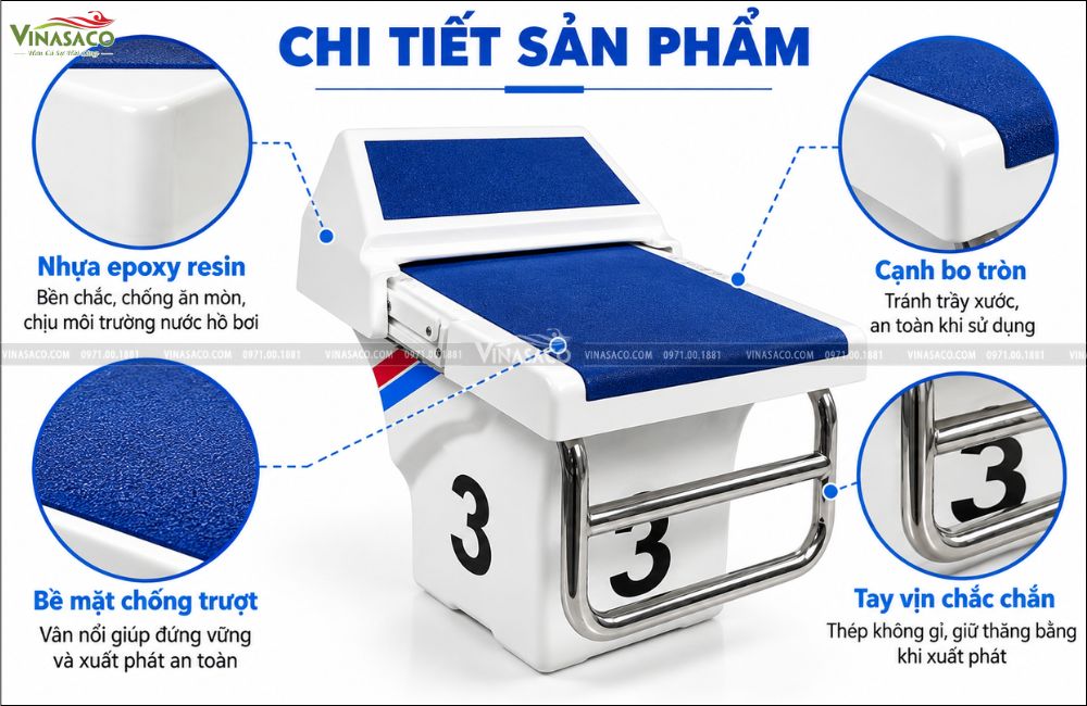 chi tiết cấu tạo bục xuất phát bể bơi SB-004