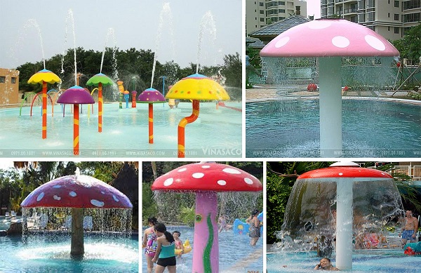 Nấm phun nước bể bơi nhiều màu nhiều kích thước
