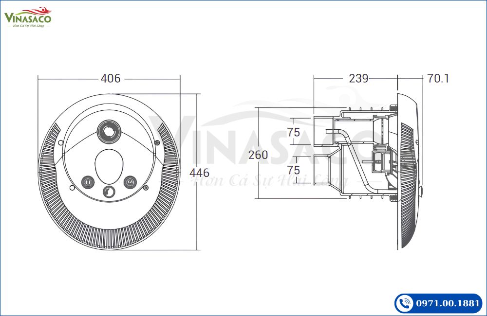Kích thước đầu bơi ngược dòng Emaux EM0055