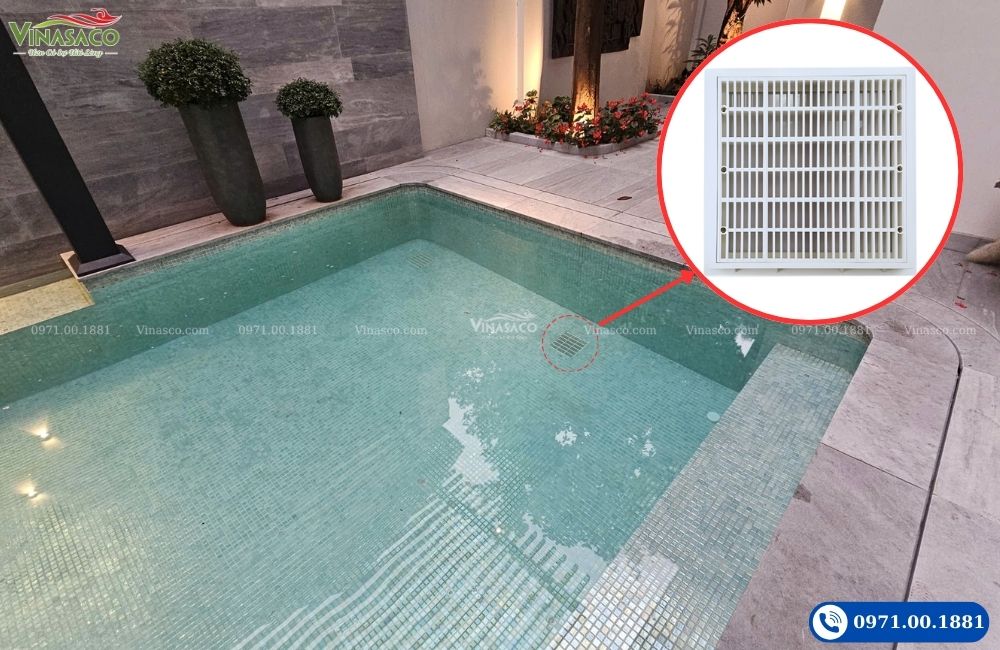 Nắp thu đáy bể bơi hình vuông vinasaco