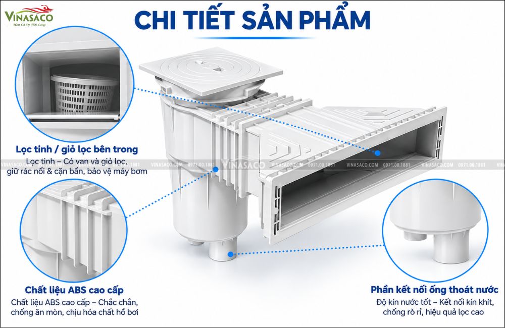 Cấu tạo skimmer bể bơi sp0040c