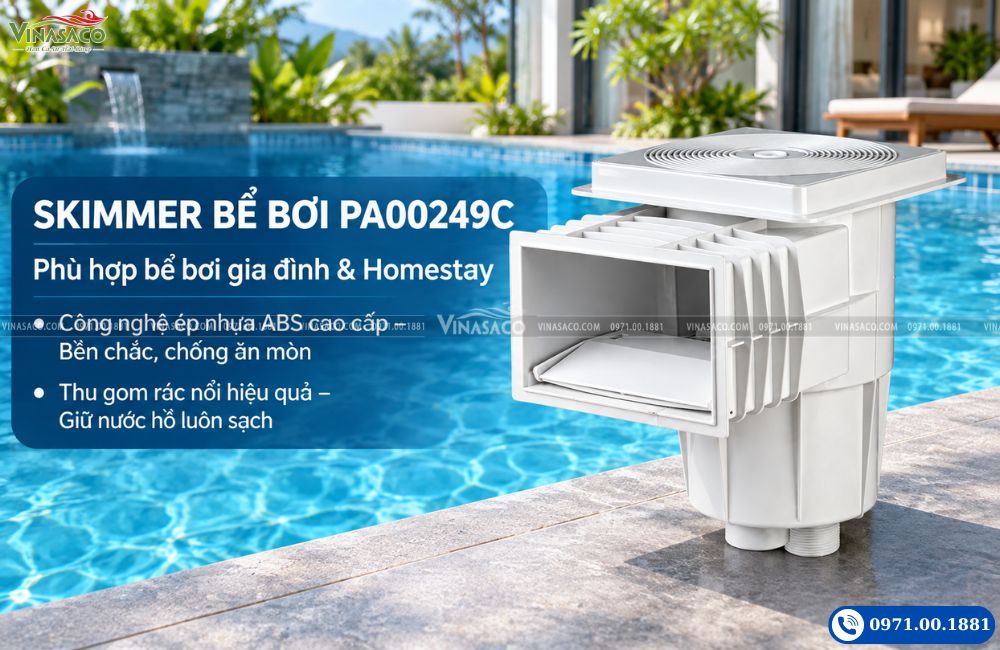 skimmer bể bơi PA00249C cho bể gia đình villa homestay