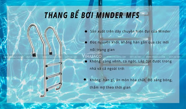 Ưu điểm nổi bật của thang bể bơi Minder MFS