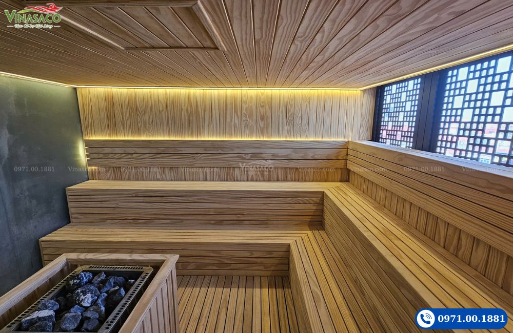 Phòng xông hơi gỗ thông mỹ