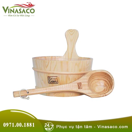 Xô gáo gỗ phòng xông hơi khô Sawo