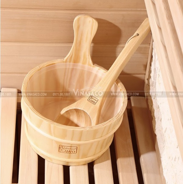 xô gáo gỗ phòng xông hơi