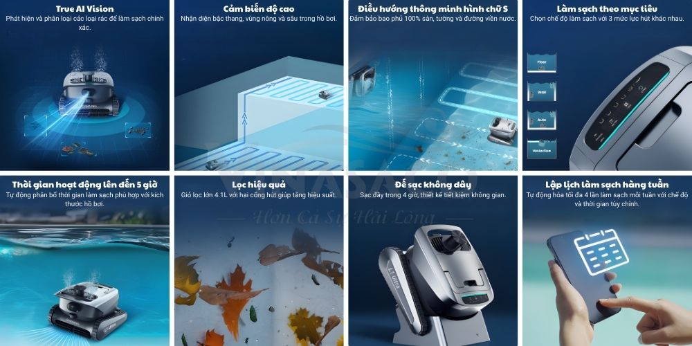 Các công nghệ nổi bật của robot vệ sinh hồ bơi