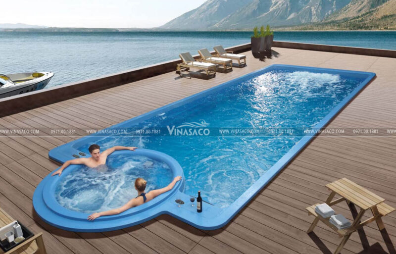 Chất liệu composite có nhiều ưu điểm như chống thấm, kháng ăn mòn.... phù hợp cho ứng dụng bể bơi