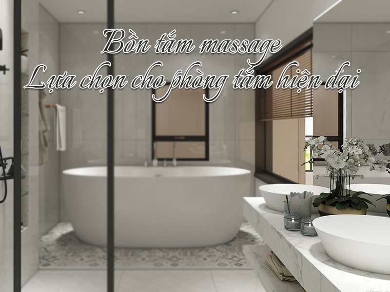 bồn tắm massage đặt trong phòng tắm