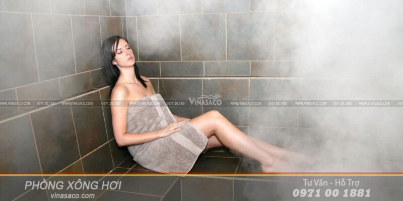 Băng ghế xông dạng xây dựng gắn với kế cấu chung của phòng
