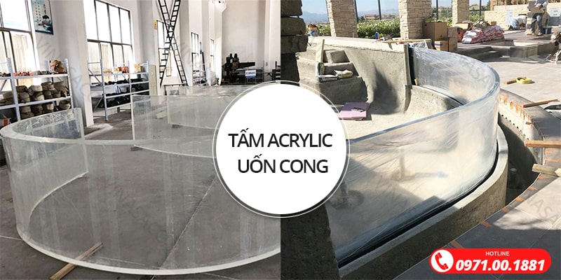 Tấm nhựa Acrylic bể bơi trong suốt dạng uốn cong, uốn góc