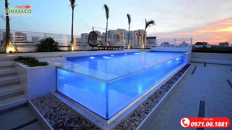 Bể bơi đẹp thi công tấm nhựa Acrylic bể bơi trong suốt