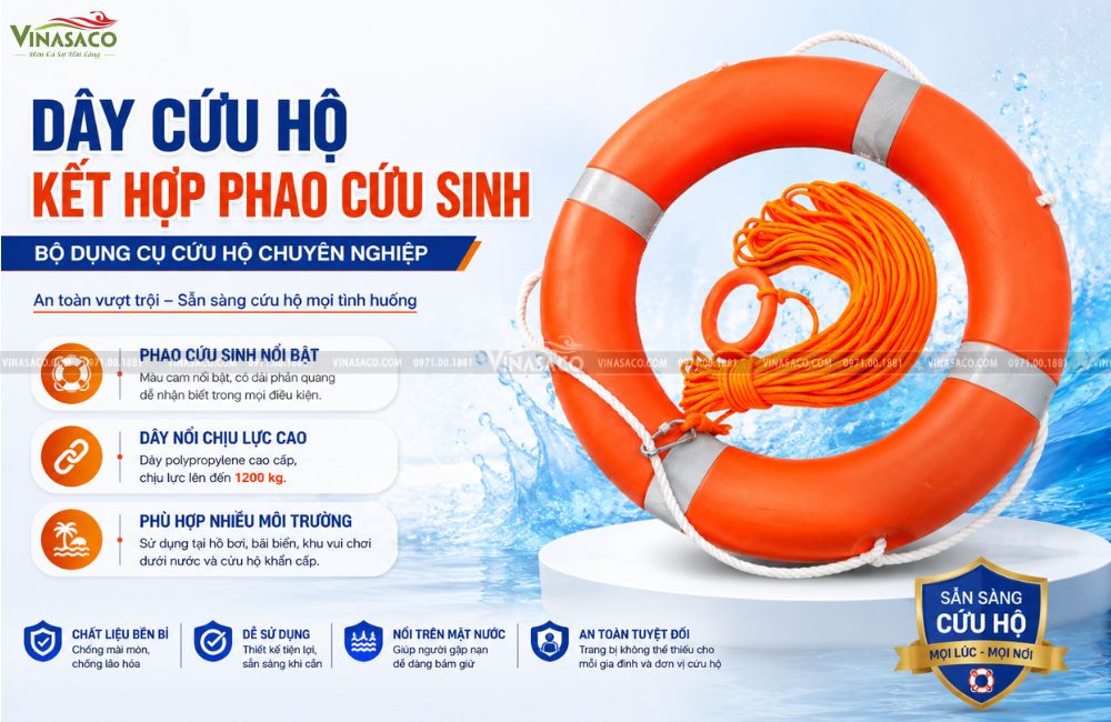 Dây cứu hộ dưới nước kết hợp với phao cứu sinh