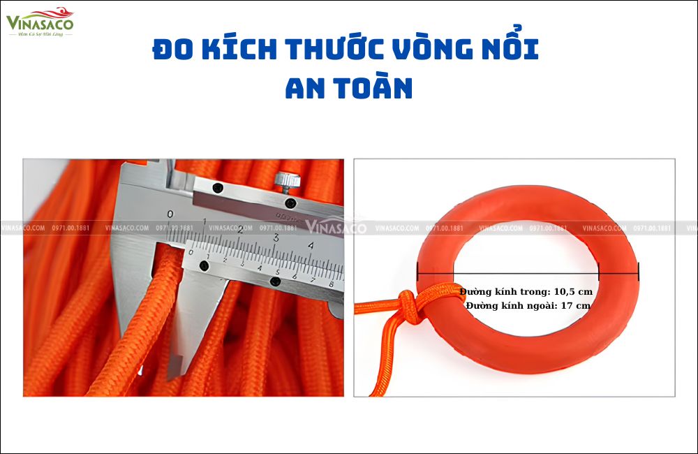 Kích thước vòng nổi của dây cứu hộ dưới nước