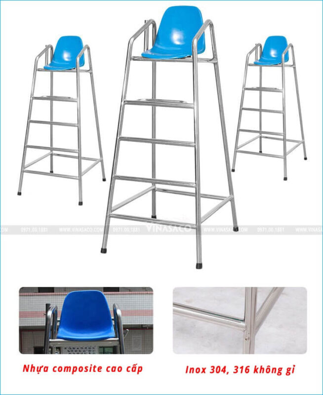 ghế quan sát được làm bằng chất liệu inox sáng bóng, chắc chắn