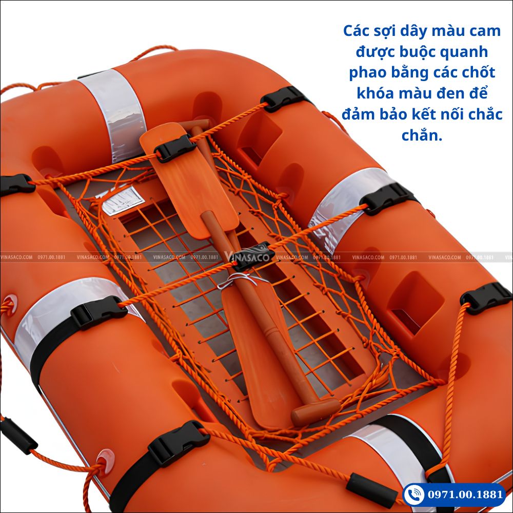 Hệ thống dây bám chắc chắn quanh phao bè cứu hộ